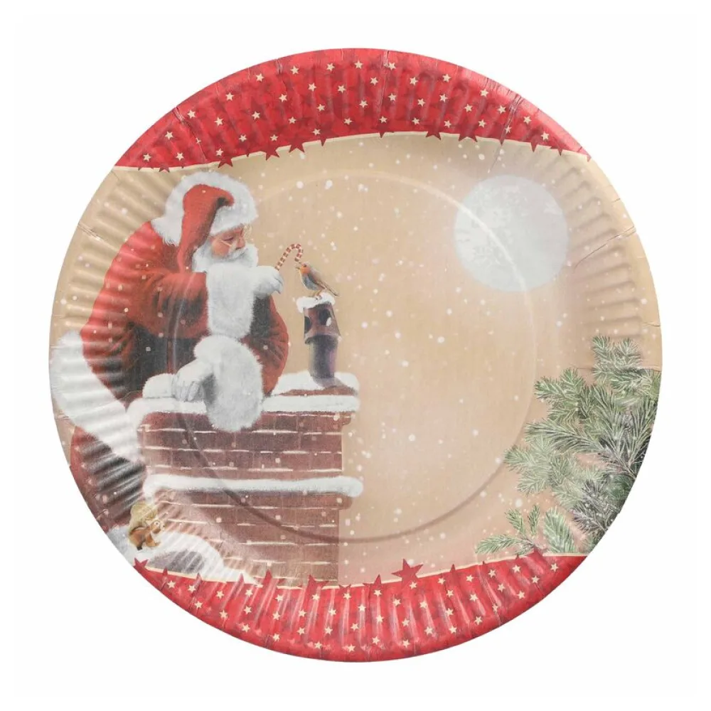 Pappteller rund O 23 cm "Weihnachtsmann auf Schornstein", 10 Stk. – Bild 2