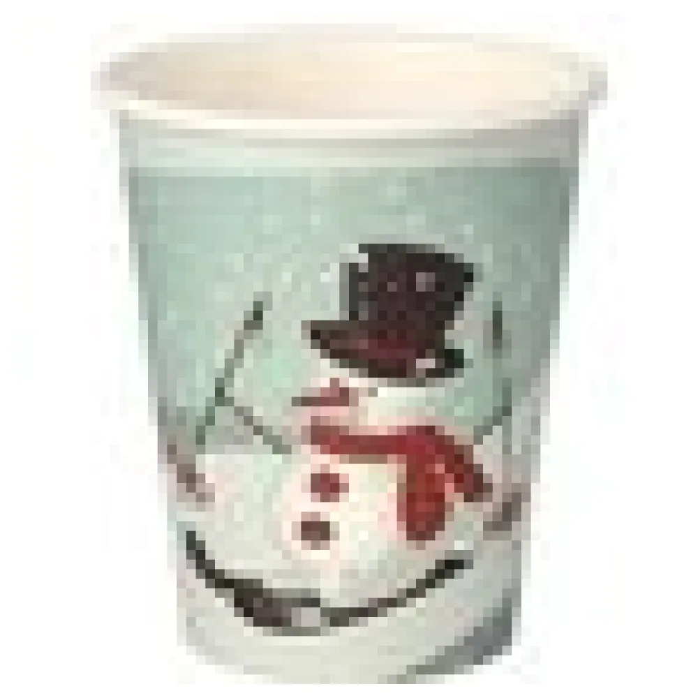 Heißgetränkebecher Pappbecher Wintermotiv "Schneemann auf Ski" 200ml, 50 Stk. – Bild 4