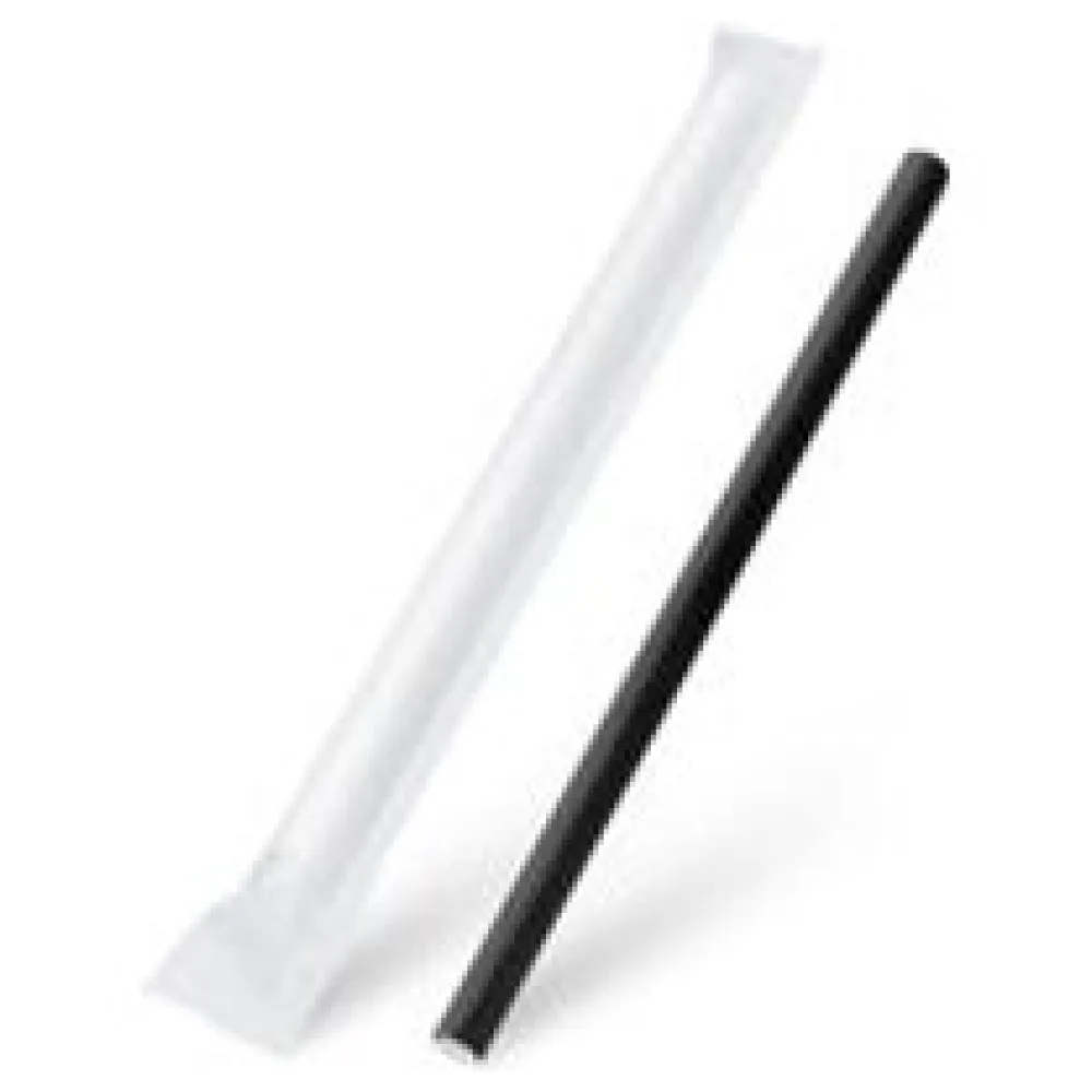 Papiertrinkhalme für BUBBLE TEA JUMBO schwarz, einzeln gehüllt 21cm O12 mm, 100 Stk. – Bild 3