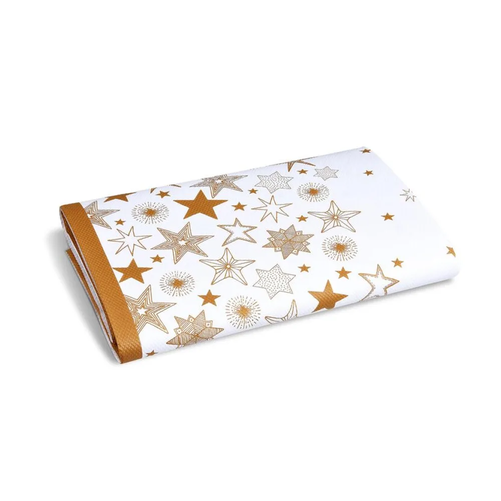 Weihnachtstischdecke weiß mit goldenen Sternen gefaltet aus Papier 120 x 180 cm – Bild 2