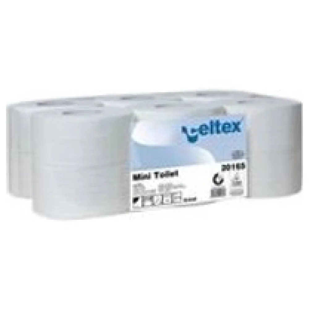 Mini Jumbo Toilettenpapier 2-lagig Zellstoff 9,2x18cm weiß, 12 Rollen je 160m – Bild 3