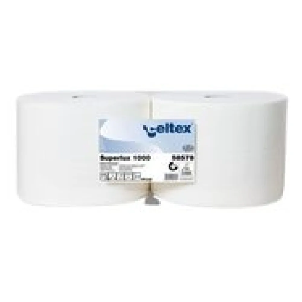 Putzpapier 3-lagig Zellstoff 26,5 x 38 cm weiß , 2 Rollen je 1000 Blatt