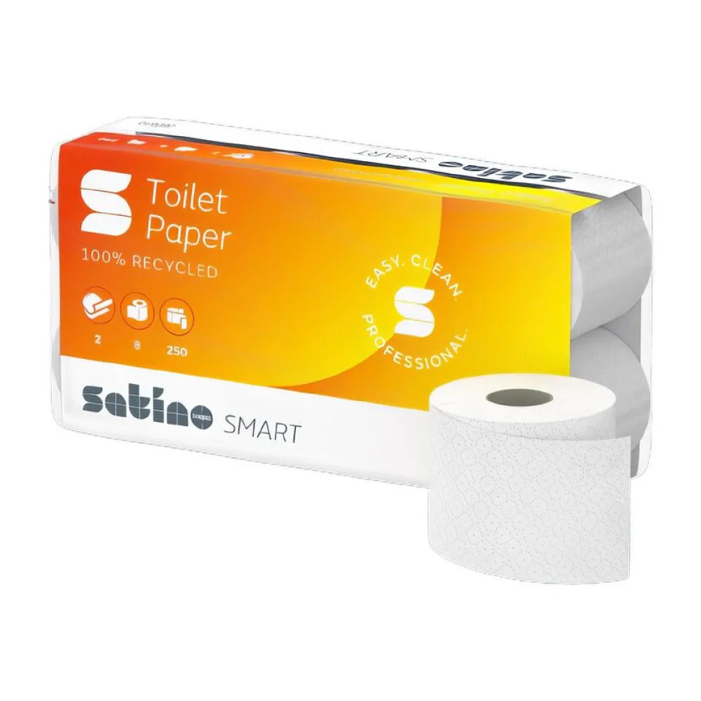 Smart Toilettenpapier 2-lagig recycling weiß System MT1, 64 Rollen je 250 Blatt – Bild 2
