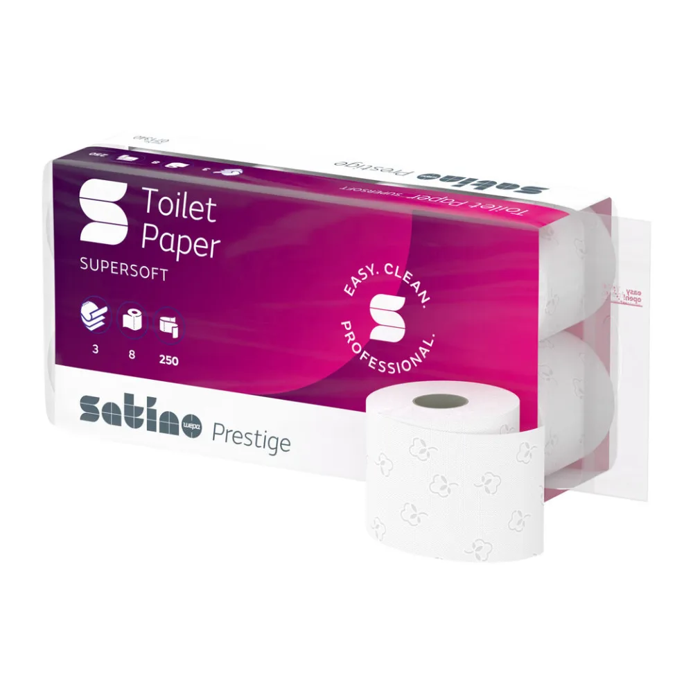Prestige Toilettenpapier 3-lagig aus 100 Zellstoff, System MT1, 64 Rollen je 250 Blatt – Bild 2