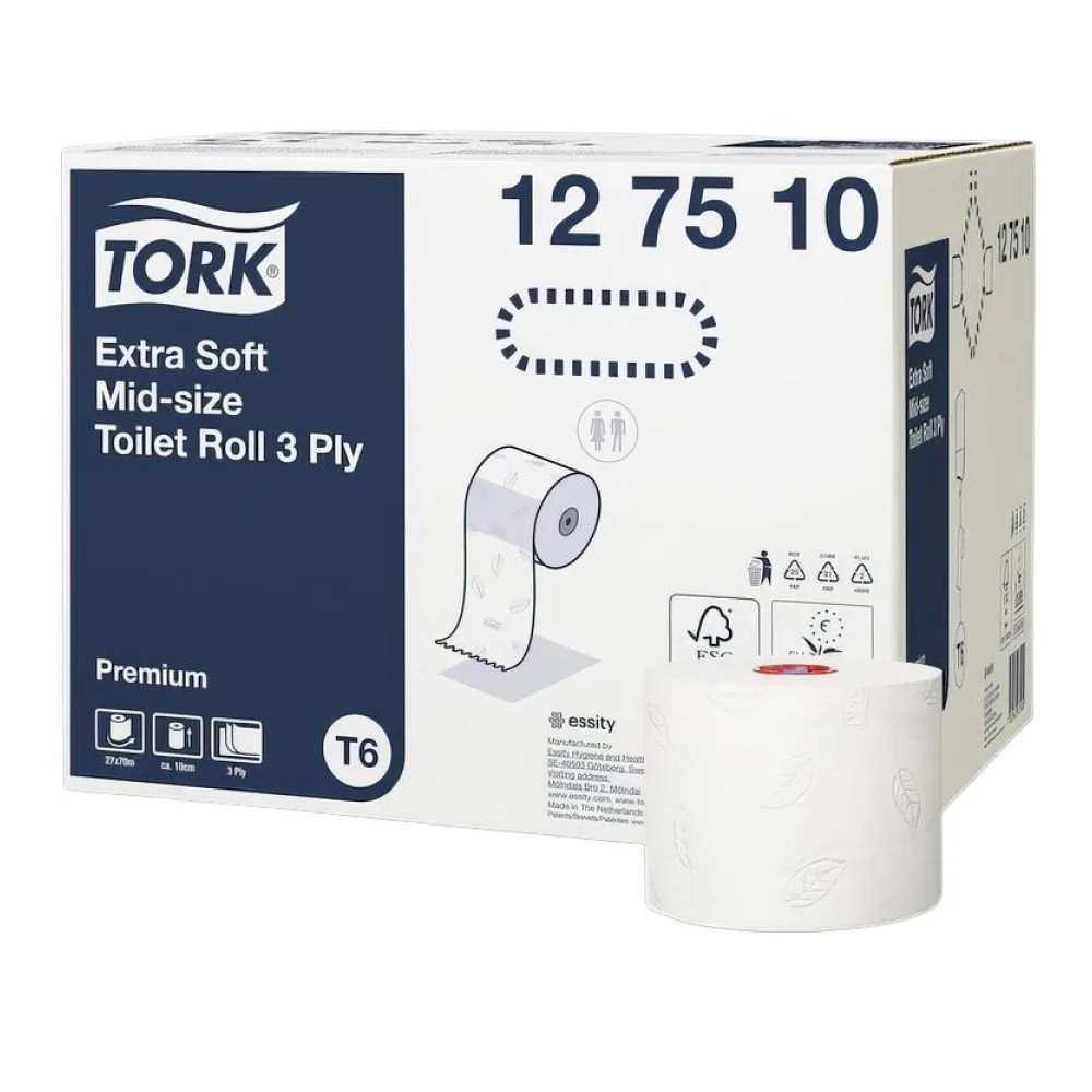 Midi Toilettenpapier Premium T6 weiß 3-lagig, 27 Rollen je 70m – Bild 2