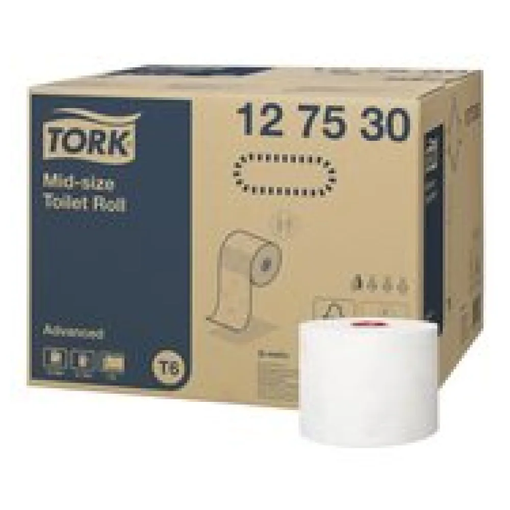 Midi Toilettenpapier Advanced T6 weiß 2-lagig, 27 Rollen je 100m