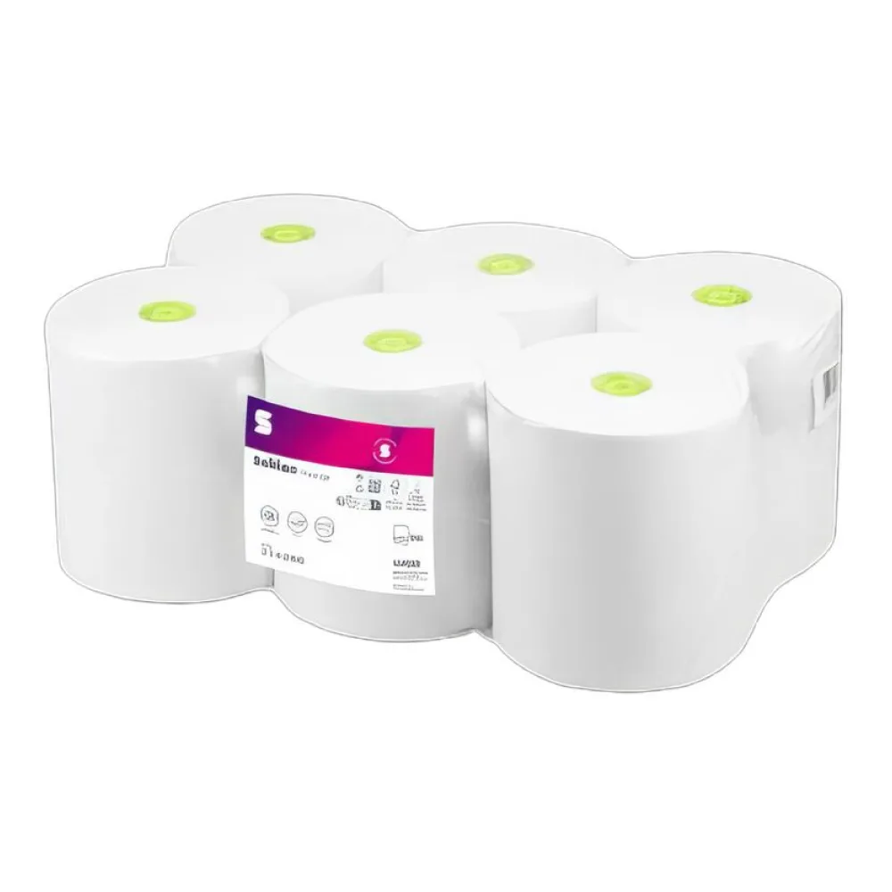 Prestige Rollenhandtuch, System SYS1, 2-lagig, 20,5cm x 150m, 6 Rollen á 600 Abrisse, weiß – Bild 2