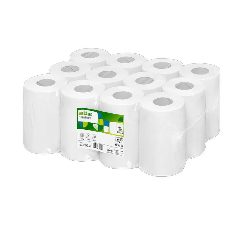 Handtuchrolle Comfort Mini, System CF1, Innenabrollung 1-lagig 12 Rollen, 20cm x 120m perforiert, weiß – Bild 2