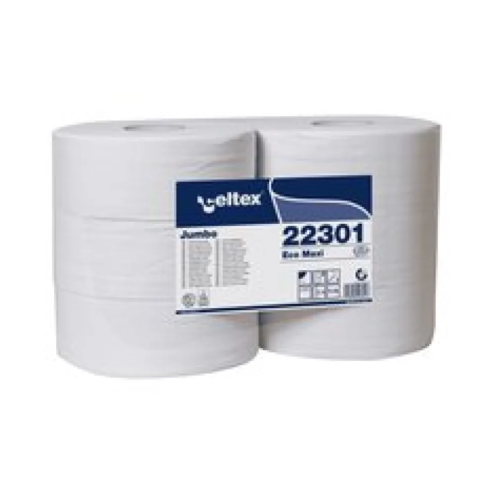 Jumbo Toilettenpapier 2-lagig 18×9,2cm 1670 Abrisse weiß, 6 Rollen je 300m