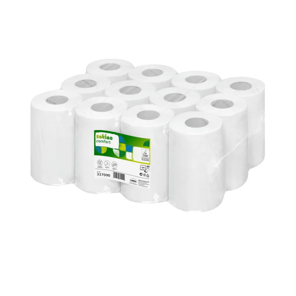 Comfort Mini Papierhandtuchrolle Innenabrollung CF1, 2-lagig 12 Rollen, 20cm x 68m perforiert – Bild 2