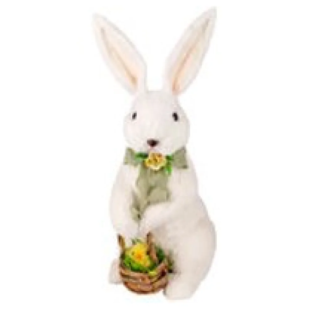 Hase mit Küken aus Fasern in Wolloptik Osterhase Osterdeko 43 cm – Bild 3
