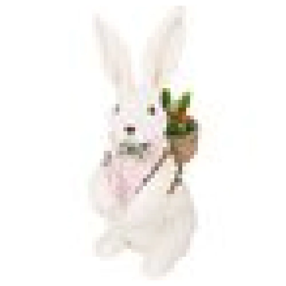 Hase mit Korb aus Fasern in Wolloptik Osterhase Osterdeko 43 cm – Bild 4