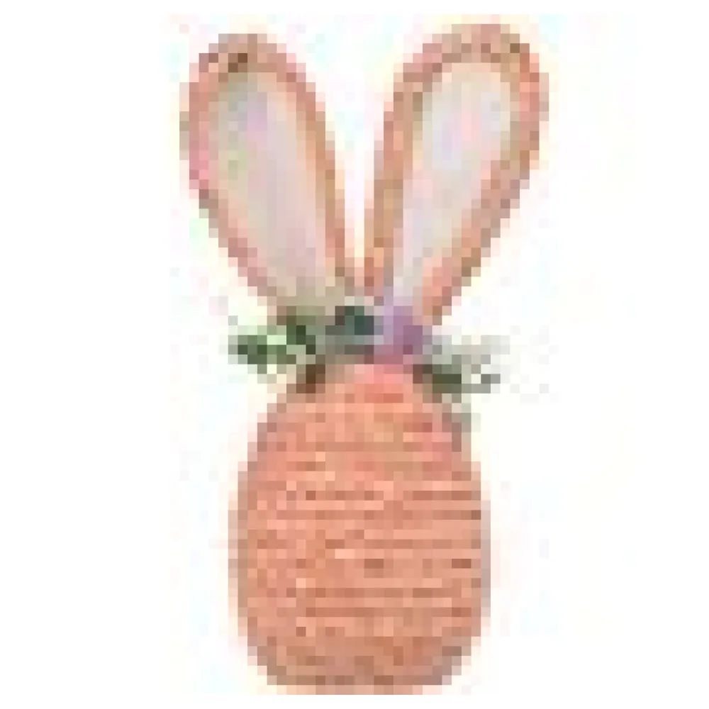 Osterhase aus Maisstroh mit Blumen, Osterdeko 25 cm rosa – Bild 4