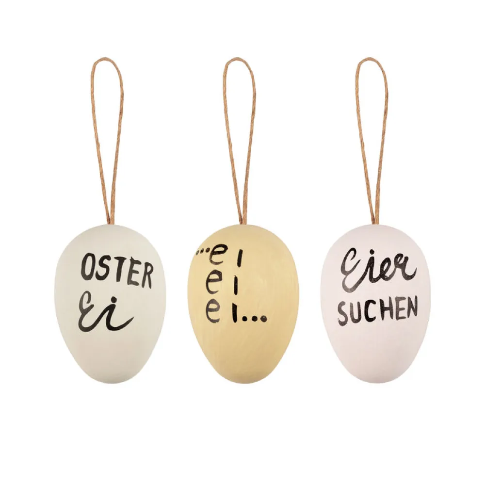 Ostereier Kunststoffeier "Statement" Osterdeko weiß/creme/mint 6 cm, 6 Stk. – Bild 2