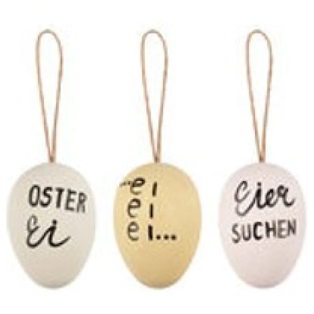 Ostereier Kunststoffeier "Statement" Osterdeko weiß/creme/mint 6 cm, 6 Stk. – Bild 3