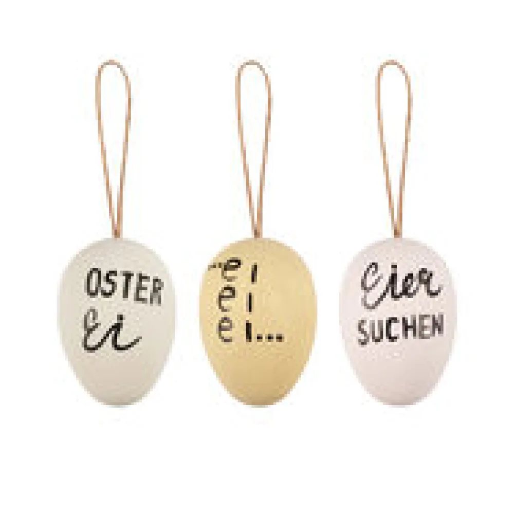 Ostereier Kunststoffeier "Statement" Osterdeko weiß/creme/mint 6 cm, 6 Stk.