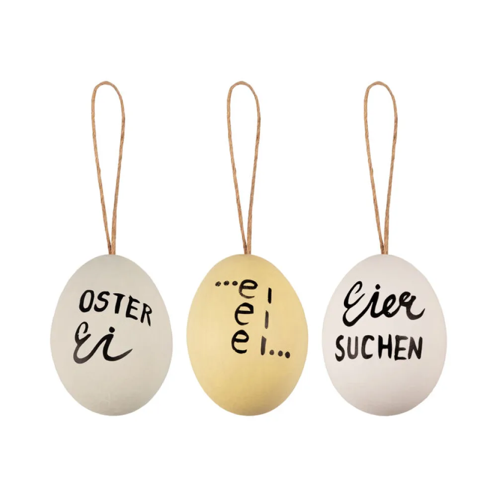 Ostereier Naturecht "Statement" Osterdeko weiß/creme/mint 6 cm, 6 Stk. – Bild 2