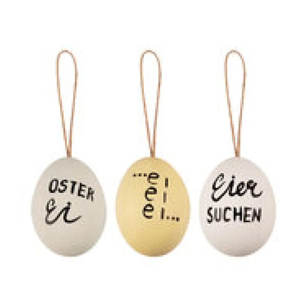 Ostereier Naturecht "Statement" Osterdeko weiß/creme/mint 6 cm, 6 Stk.