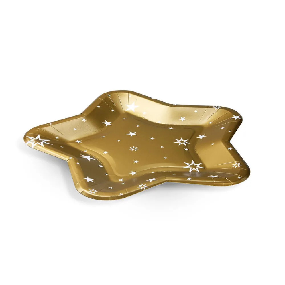 Pappteller Sternform Gold O25 cm - FSC Einwegteller für Weihnachten, 6 Stk. – Bild 2