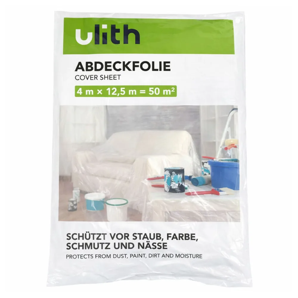 Abdeckfolie Abdeckplane für Malerarbeiten, Staubschutz, Schmutz, Nässe 4 x 12,5 m = 50 m2 – Bild 2