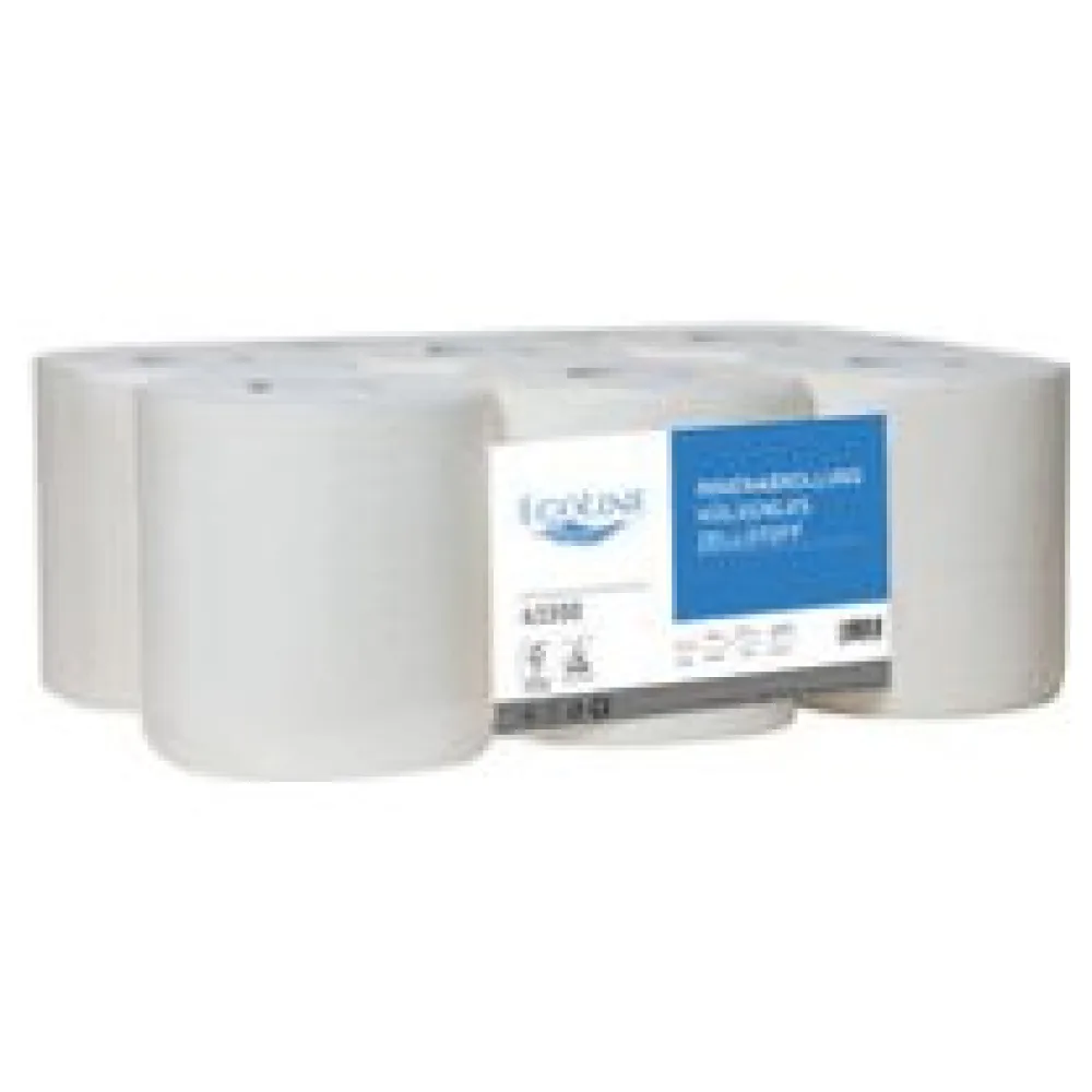 EcoLine Putzpapier Innenabrollung hülsenlos unperforiert, 1-lagig Zellstoff hochweiß, 20cm x 300m, 6 Rollen – Bild 3