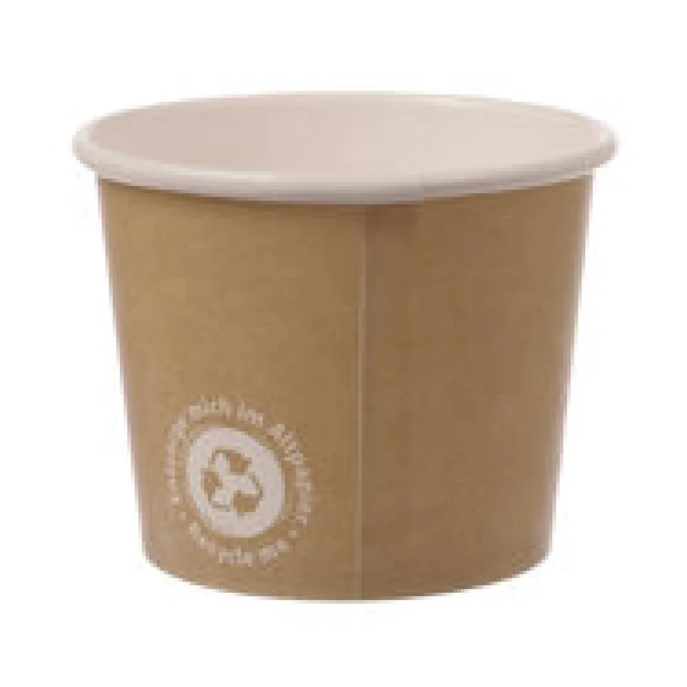 Eisbecher aus Papier 160 ml "Recycle Me" ohne Kunststoffbeschichtung 4 oz XL, 50 Sk.