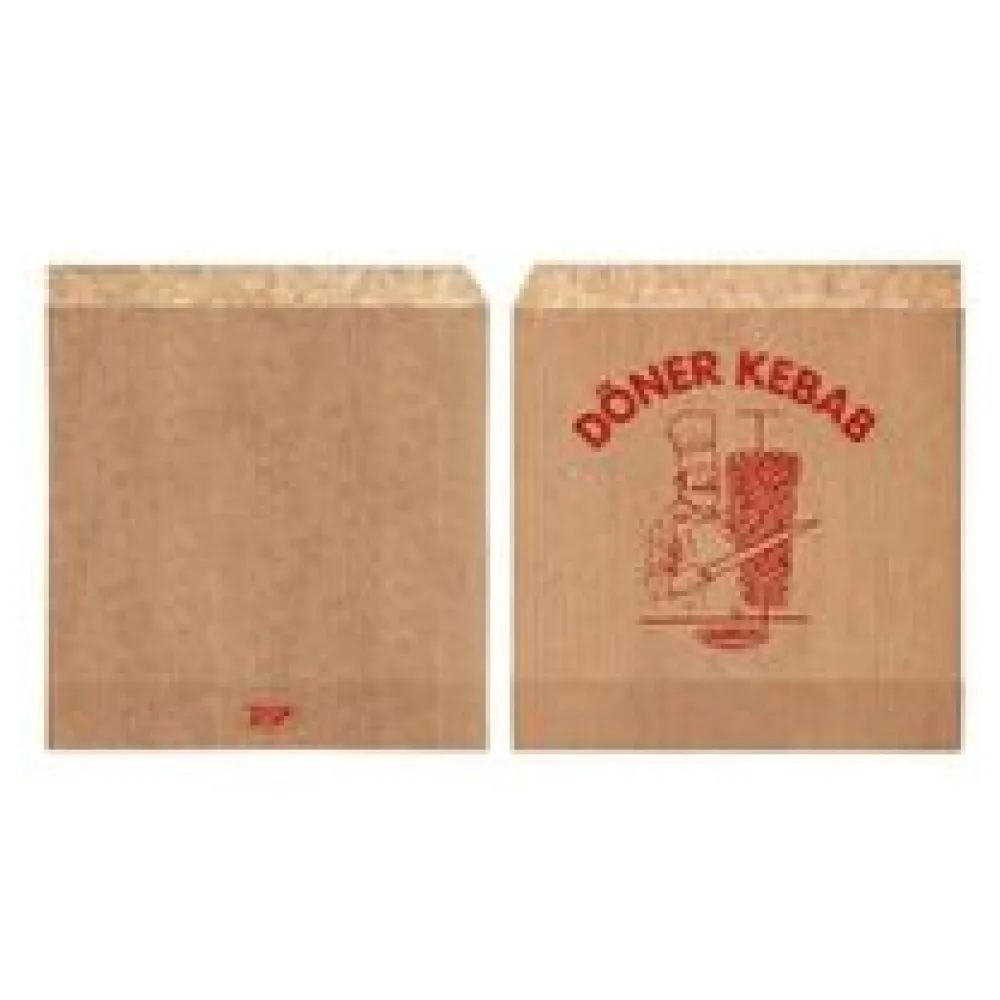 Dönerbeutel mit Aufdruck 'Döner Kebab' Kraftpapier braun 16x16 cm, 2000 Stk. – Bild 3