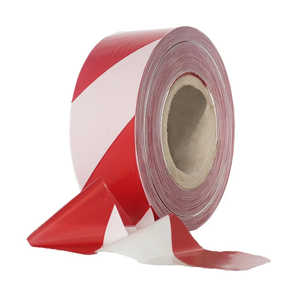 Absperrband STANDARD rot weiß gestreift 25 my 75 mm breit 500 m 100 % Rezyklat – Bild 2