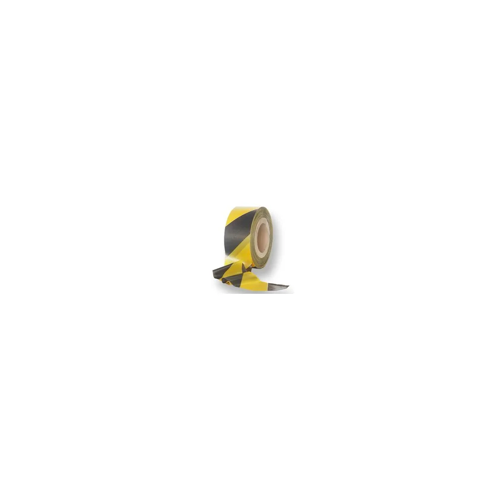 Absperrband STANDARD gelb schwarz gestreift 25 my 75 mm breit 500 m 100 % Rezyklat