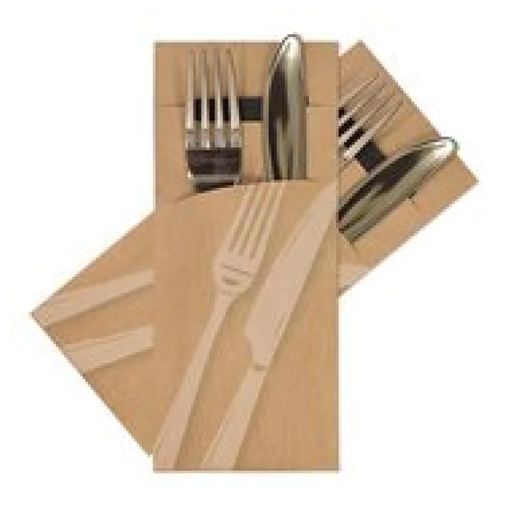 Pochetto Bestecktaschen "Messer und Gabel" 200x85mm inkl. Serviette schwarz, 520 Stk.