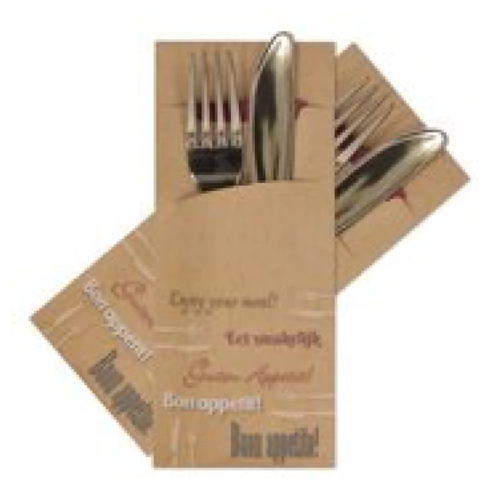 Pochetto Bestecktaschen "Guten Appetit" 200x85mm inkl. Serviette bordeaux, 520 Stk.