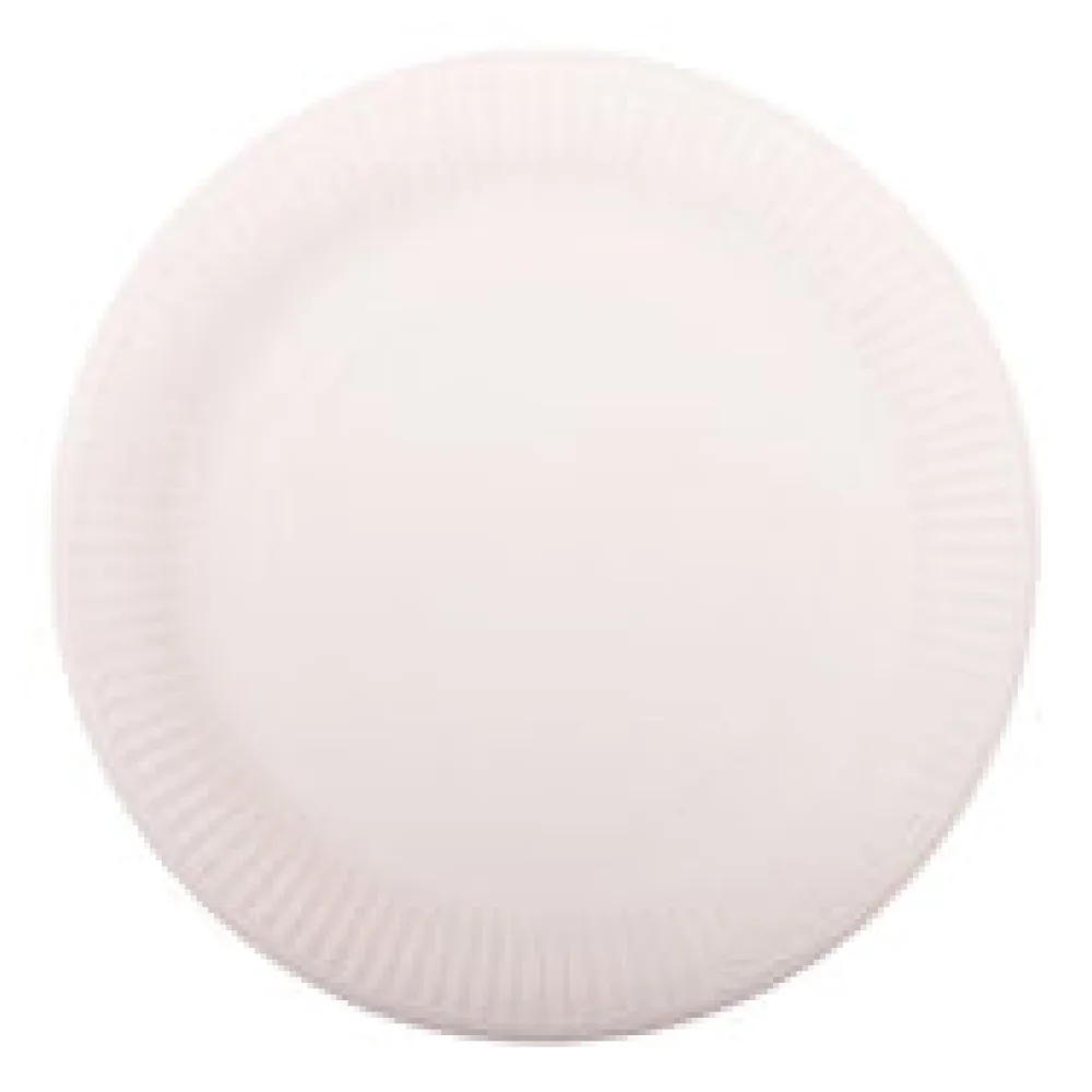 Teller aus Pappe rund O26cm weiß, 100 Stk.