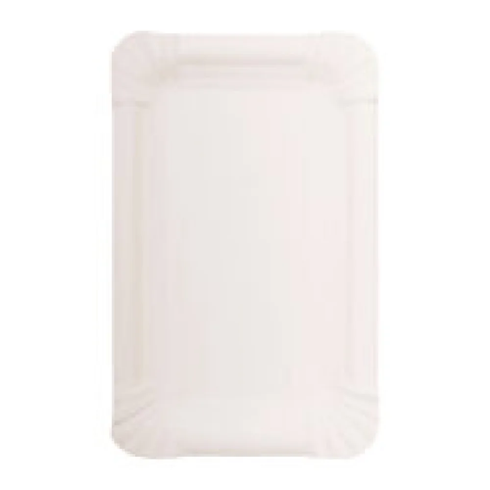 Teller aus Pappe eckig 10x16cm weiß, 250 Stk.