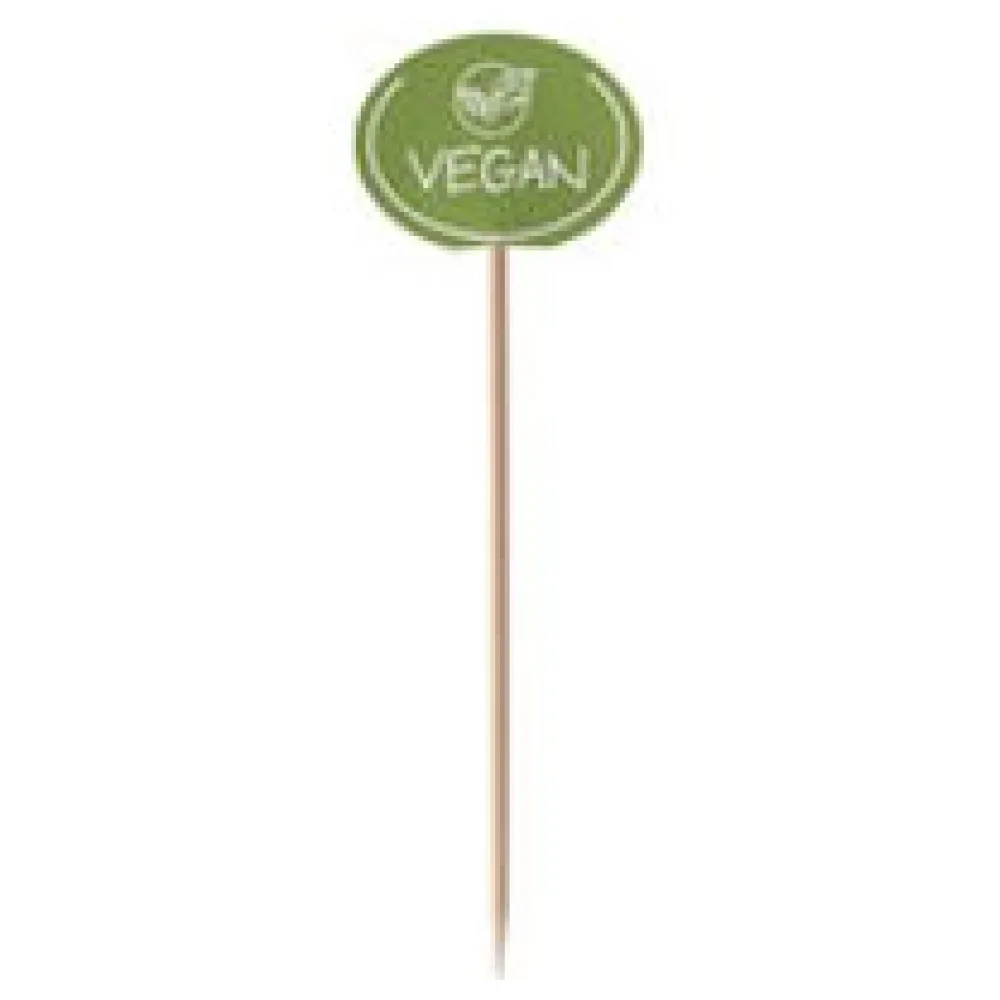 Kennzeichnungspicker Deko-Picker "Vegan" 12 cm grün, 100 Stk. – Bild 3