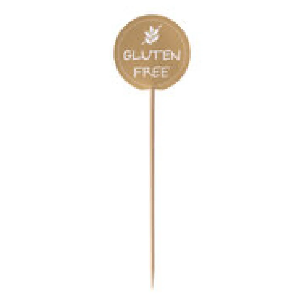 Kennzeichnungspicker Deko-Picker "Glutenfrei" 12 cm braun, 100 Stk.