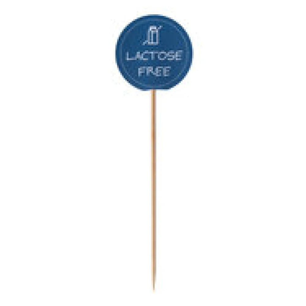 Kennzeichnungspicker Deko-Picker "Laktosefrei" 12 cm blau, 100 Stk.