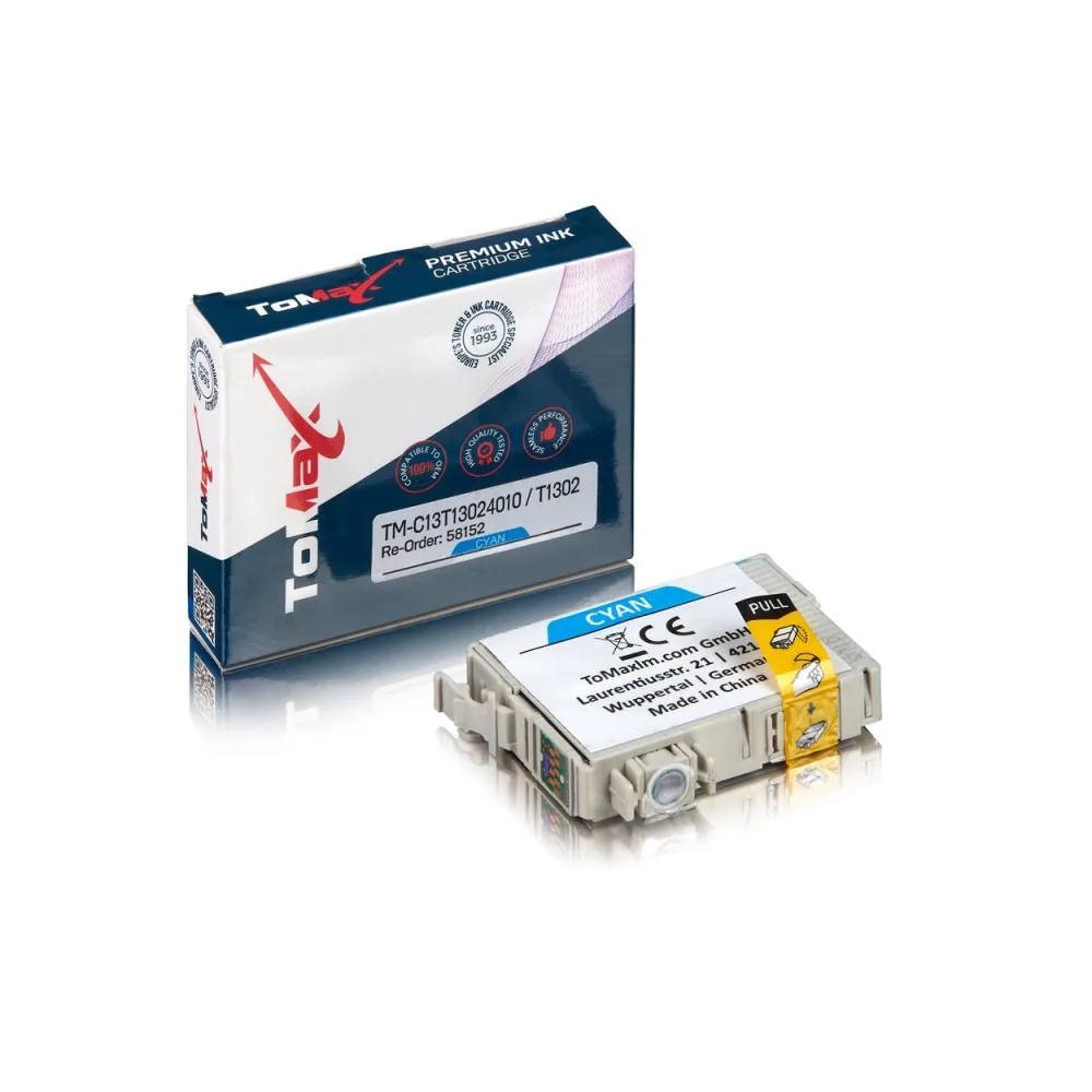 ToMax Premium ersetzt Epson C13T13024010 / T1302 Tintenpatrone, cyan