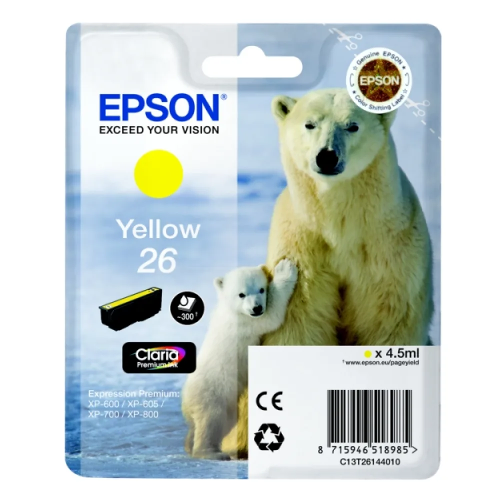 Original Epson C13T26144012 / 26 Tintenpatrone gelb