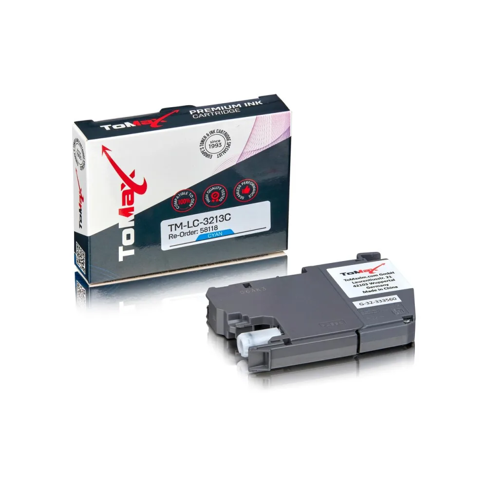 ToMax Premium ersetzt Brother LC-3213C Tintenpatrone, cyan
