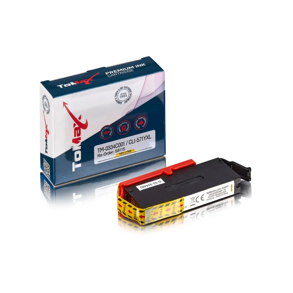 ToMax Premium ersetzt Canon 0334C001 / CLI-571YXL Tintenpatrone Gelb