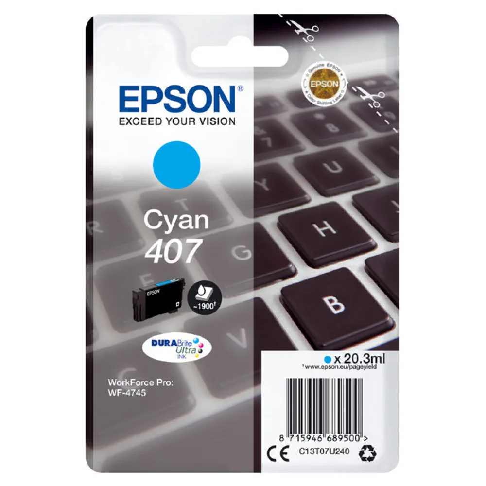 Original Epson C13T07U240 / 407 Tintenpatrone cyan