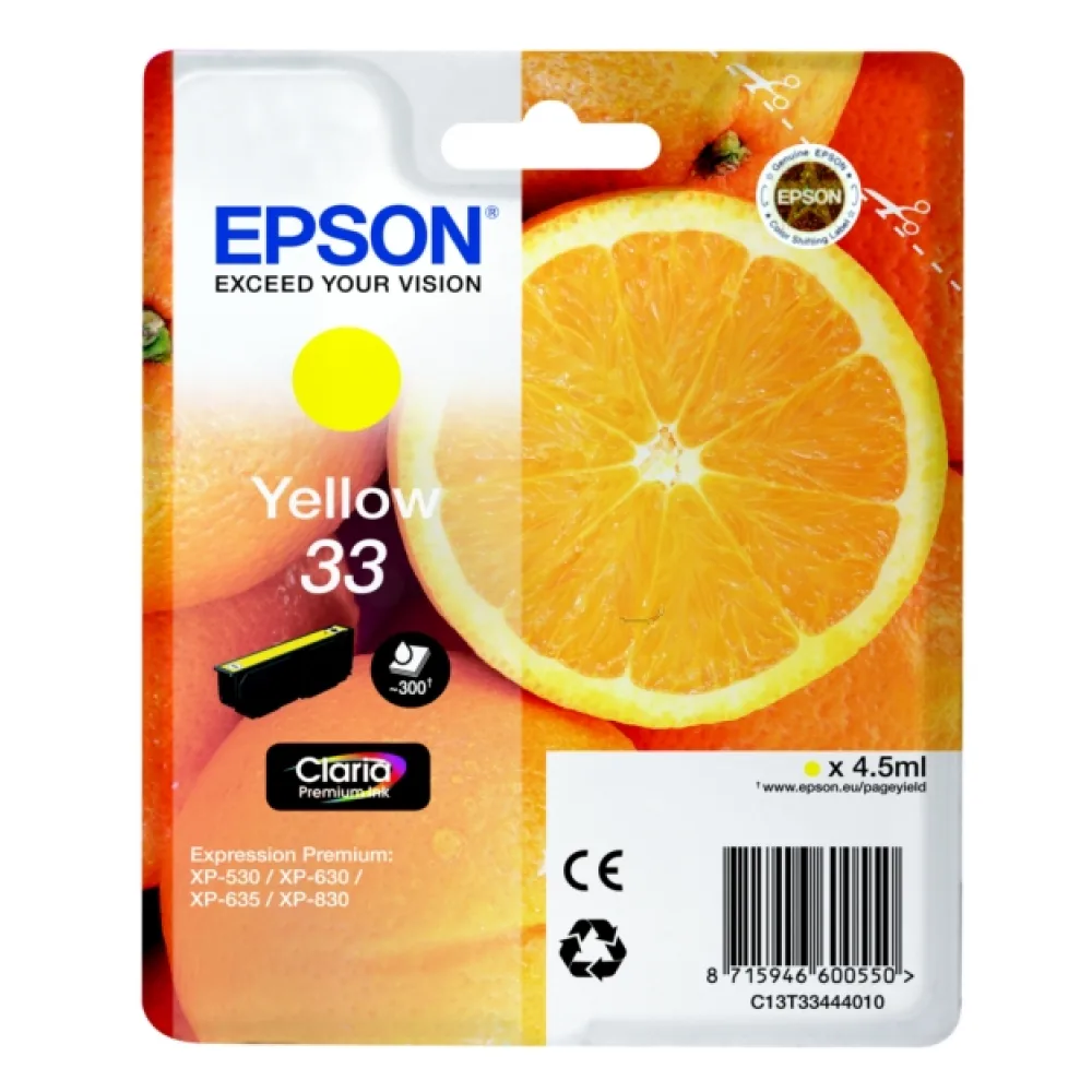Original Epson C13T33444012 / 33 Tintenpatrone gelb