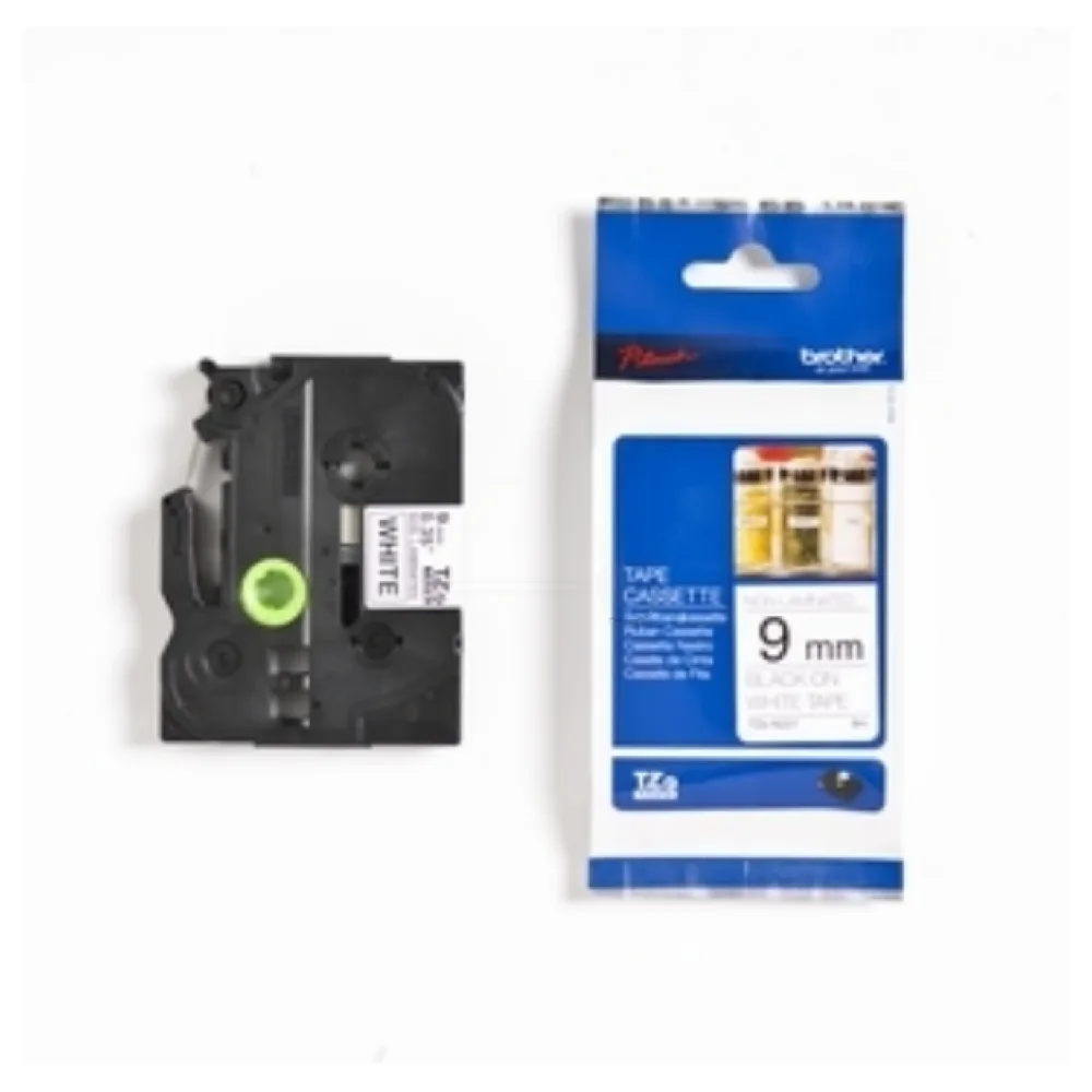 Original Brother TZEN221 P-Touch Farbband schwarz auf weiß Laminat 9mm x 8m
