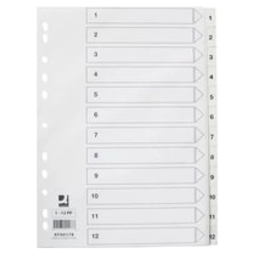 Q-CONNECT Register 1-12, A4, Plastik, weiß – Bild 2