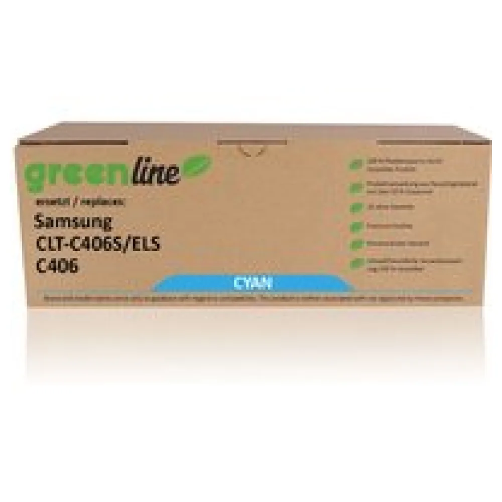 greenline ersetzt Samsung / HP CLT-C406S/ELS / C406 Tonerkartusche, cyan – Bild 2