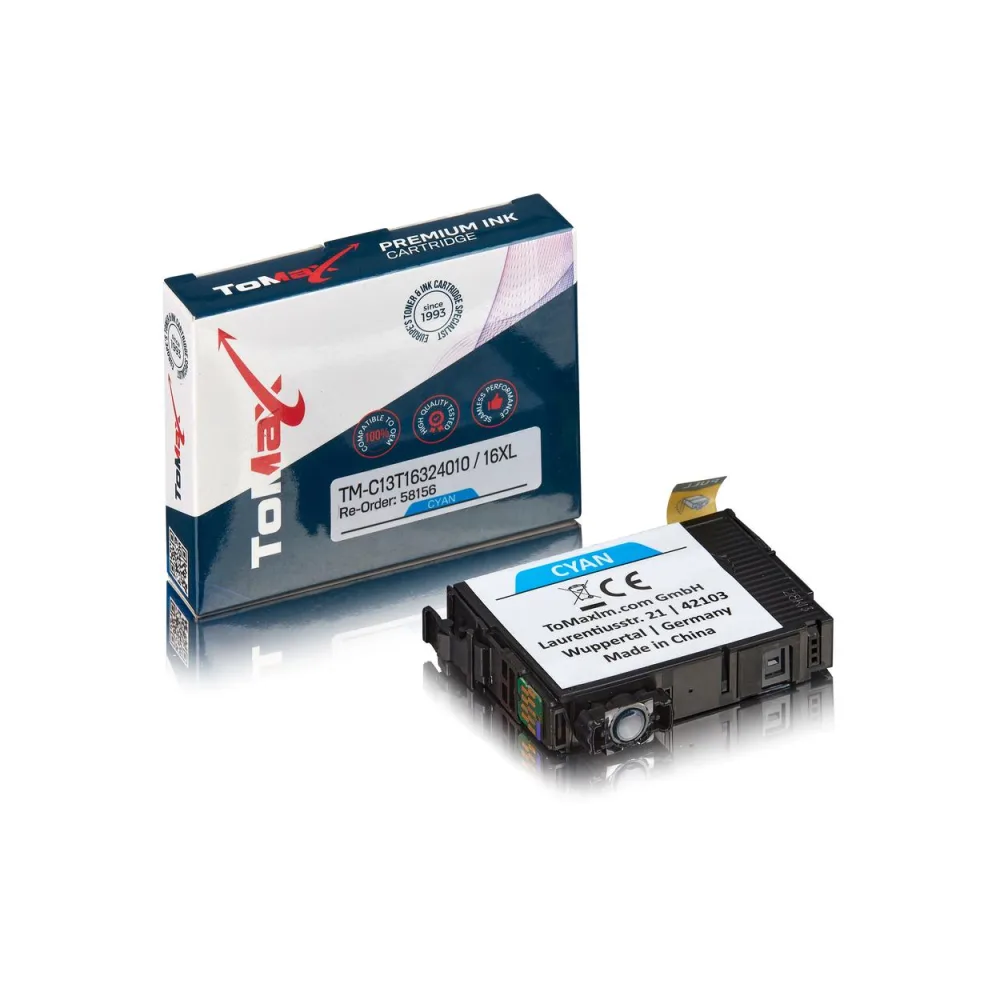 ToMax Premium ersetzt Epson C13T16324010 / 16XL Tintenpatrone, cyan