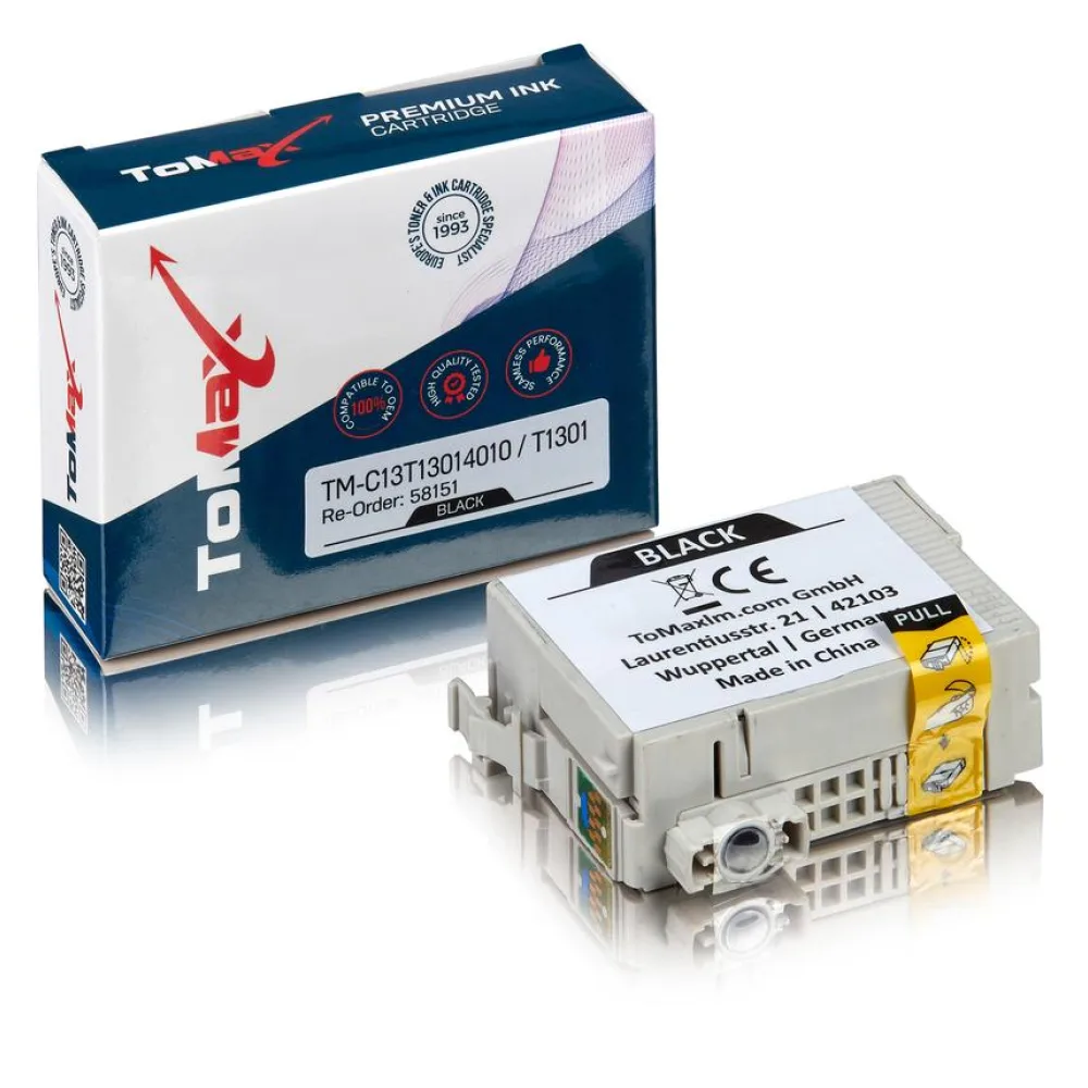 ToMax Premium ersetzt Epson C13T13014010 / T1301 Tintenpatrone, schwarz