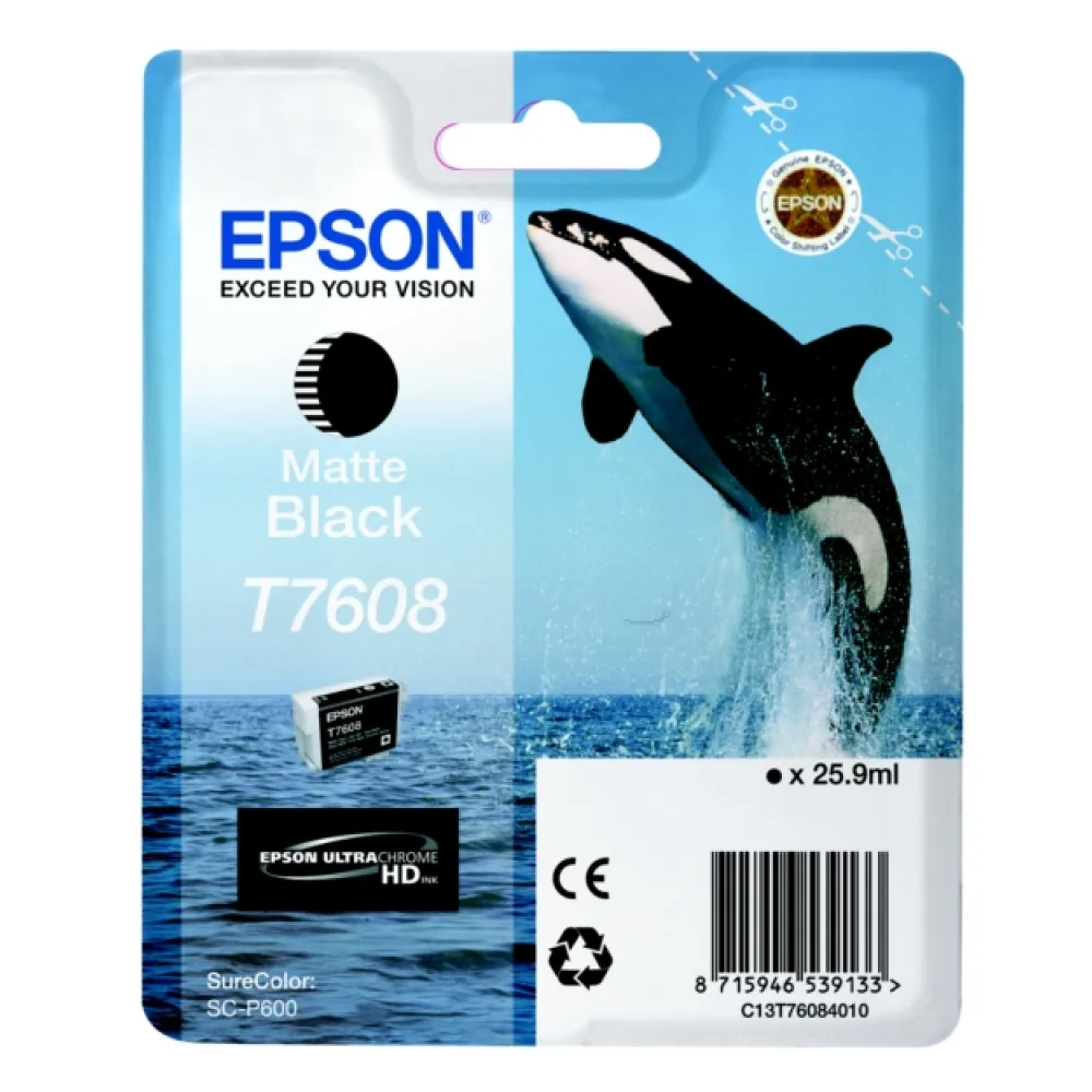 Original Epson C13T76084010 / T7608 Tintenpatrone schwarz matt