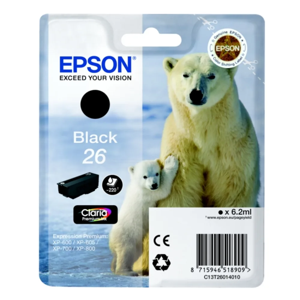 Original Epson C13T26014012 / 26 Tintenpatrone schwarz