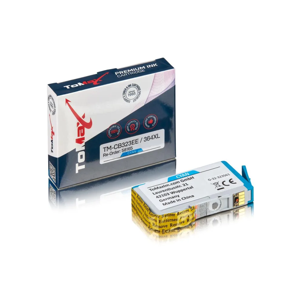 ToMax Premium ersetzt HP CB323EE / 364XL Tintenpatrone Cyan